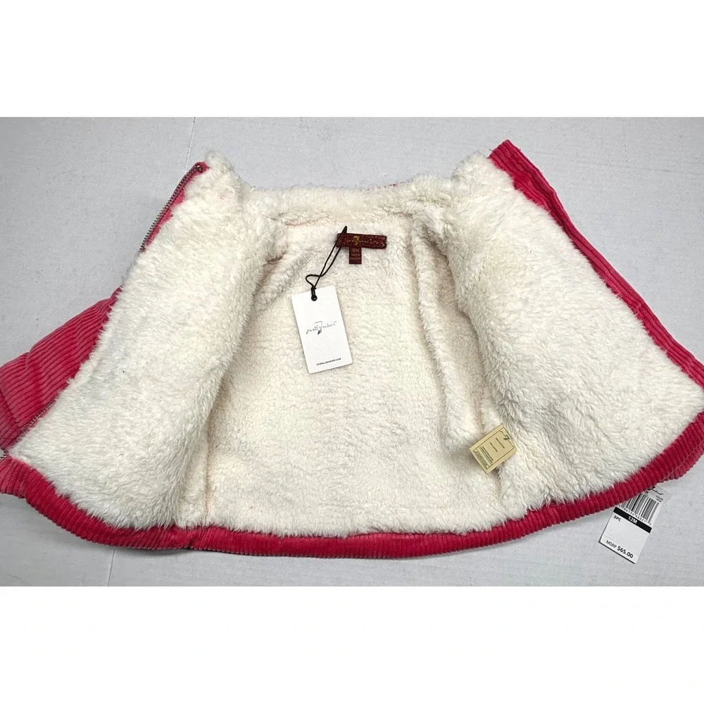 7 For All Mankind Kids Corduroy Sherpa Lined Barn Jacket Pink 12M Chore‎ NWT